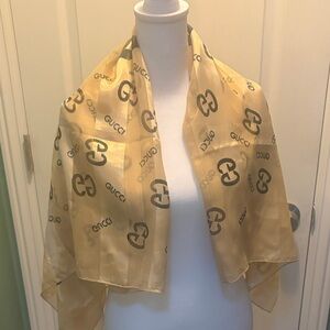 Gucci Gold Logo Silk-Blend Scarf